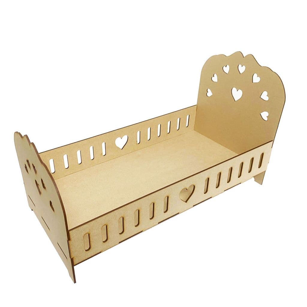 Laser Cut from 3mm MDF Unpainted Elf and Doll Cot Bed fits 7.5" Elf or Doll 